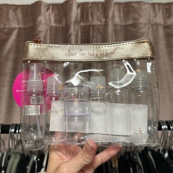 Mi Amica Transparent Toiletry Bag with Gold Accents - Picture 1 of 4